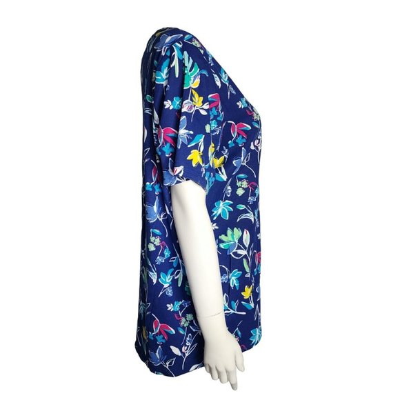 Croft & Barrow Shirt Womens Size 1X Blue Floral Short Sleeve The Classic Tee - Picture 4 of 5